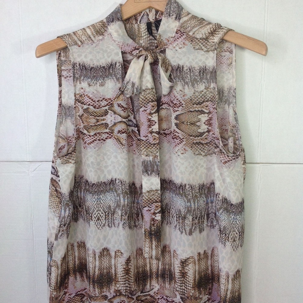 Animal Print Blouse New Directions  Bow Tie Top